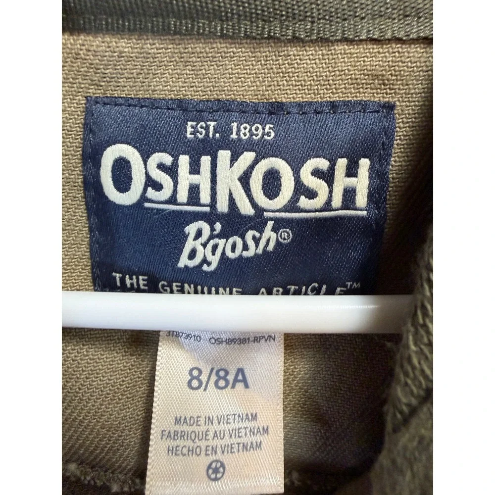 OshKosh Bgosh Kids Green Camo Hooded Shirt Jacket Twill Shacket Size 8 8A